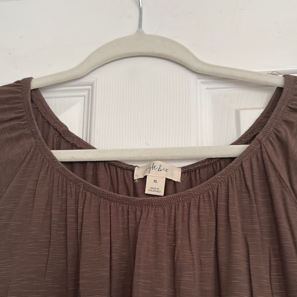 Style & Co. Brown Relaxed Ruffled Tunic - Picture 2 of 4